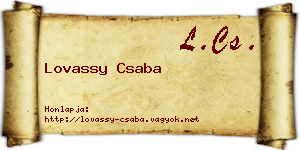 Lovassy Csaba névjegykártya